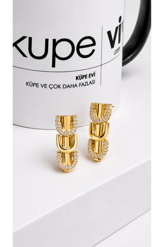 14 Ayar Altın Kaplama Zirkon Taşlı Kadın Küpe | Xuping | Aura Collection