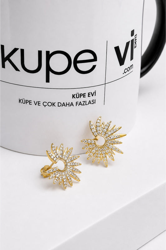 14 Ayar Altın Kaplama Zirkon Çiçek Taşlı Kadın Küpe | Xuping | Aura Collection