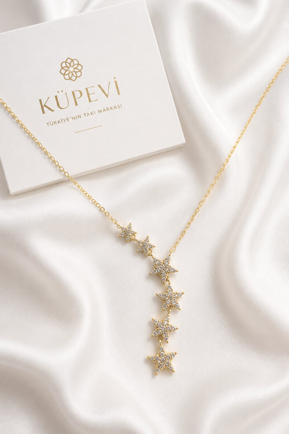 Yıldızlı Zirkon Taşlı Y Kolye - Gold