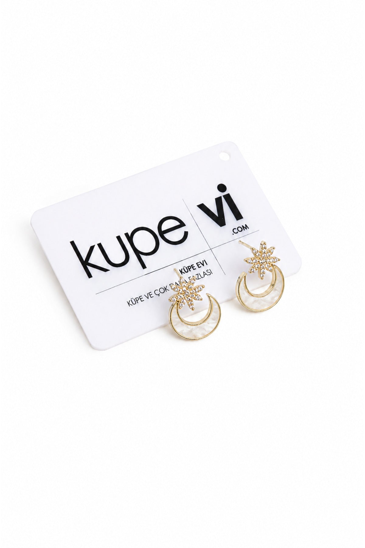14 Ayar Altın Kaplama Zirkon Taşlı Ay Yıldız Kadın Küpe | Xuping | Aura Collection