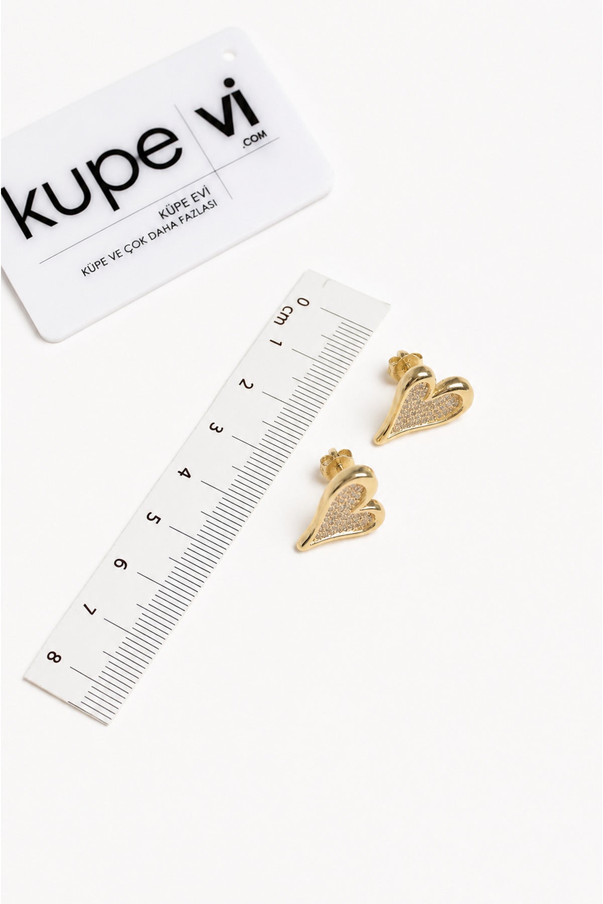 14 Ayar Altın Kaplama Zirkon Taşlı Kalp Çivi Kadın Küpe | Xuping | Aura Collection