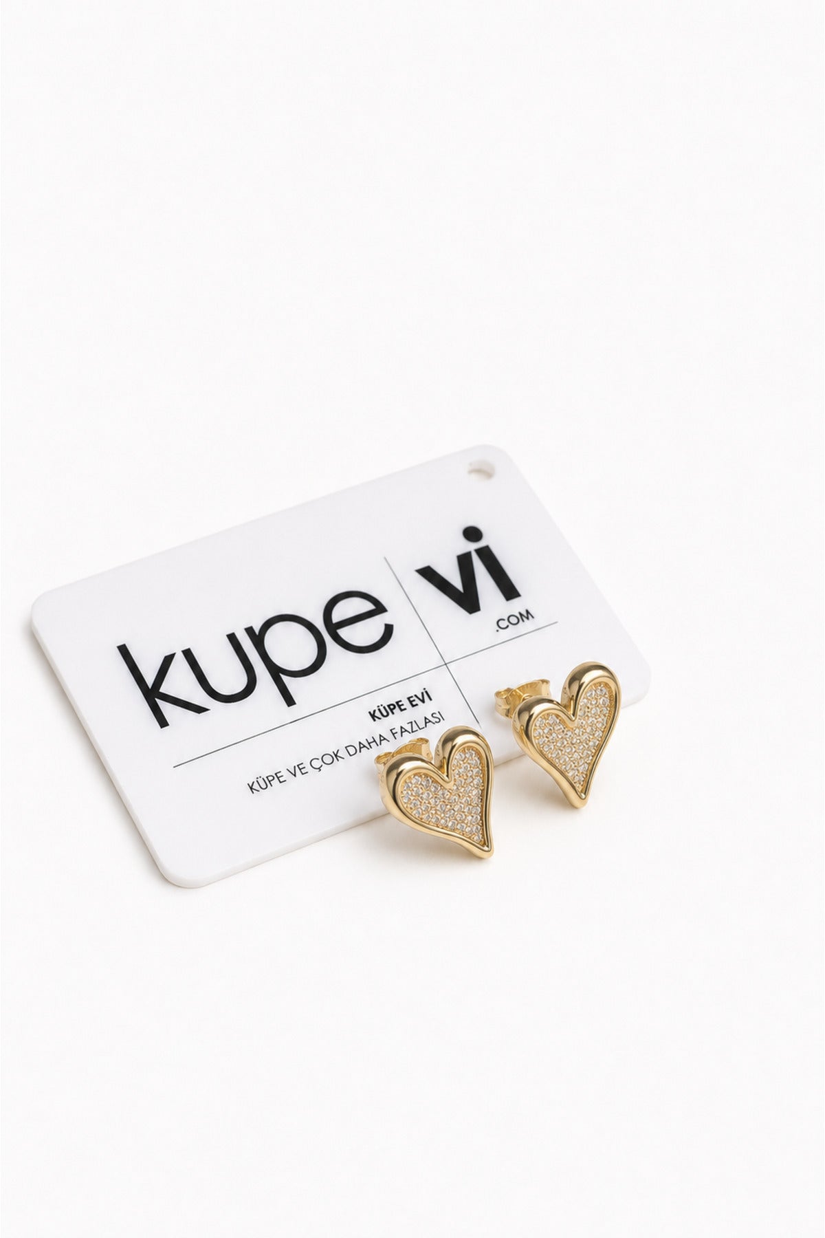 14 Ayar Altın Kaplama Zirkon Taşlı Kalp Çivi Kadın Küpe | Xuping | Aura Collection