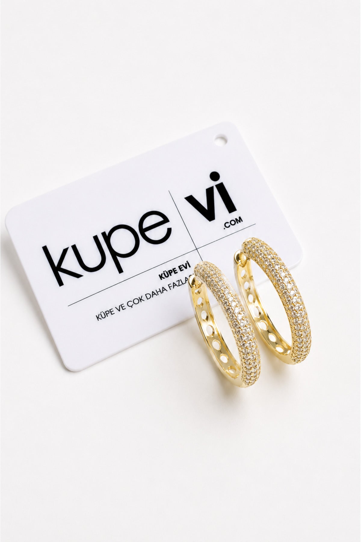 14 Ayar Altın Kaplama Zirkon Yarım Taşlı Halka Kadın Küpe | Xuping | Aura Collection