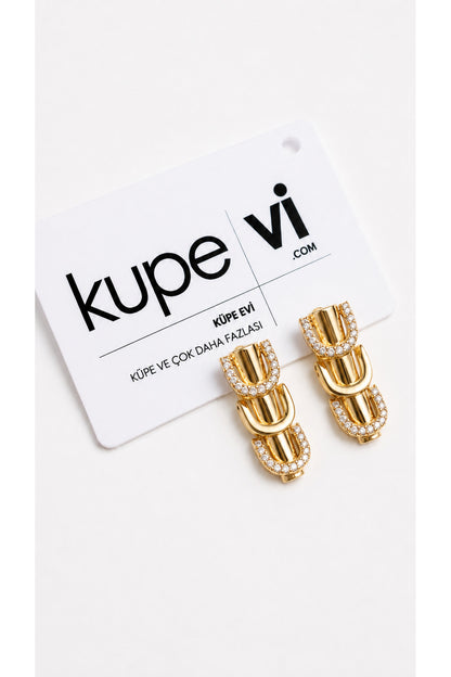 14 Ayar Altın Kaplama Zirkon Taşlı Kadın Küpe | Xuping | Aura Collection - ürün görseli