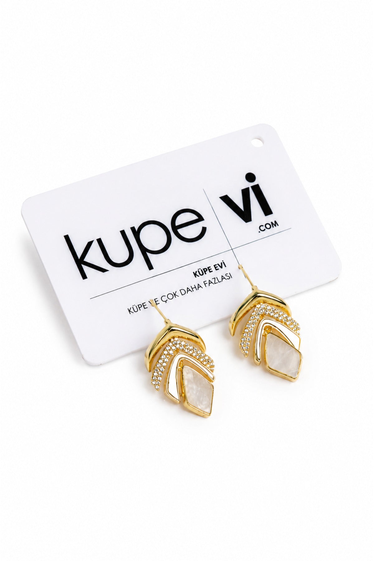 14 Ayar Altın Kaplama Zirkon Taşlı Sedefli Kadın Küpe | Xuping | Aura Collection