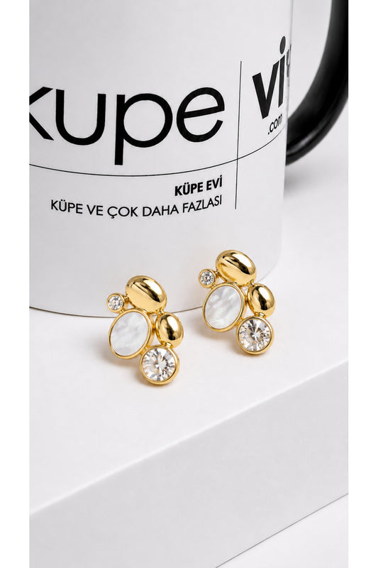 14 Ayar Altın Kaplama Zirkon Taşlı Halka Kadın Küpe | Xuping | Aura Collection