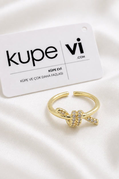 14K Altın Kaplama Zirkon Taşlı Kadın Çelik Yüzük – Ayarlanabilir – Kararmaya Dayanıklı – VIP Kalite | Xuping - ürün görseli