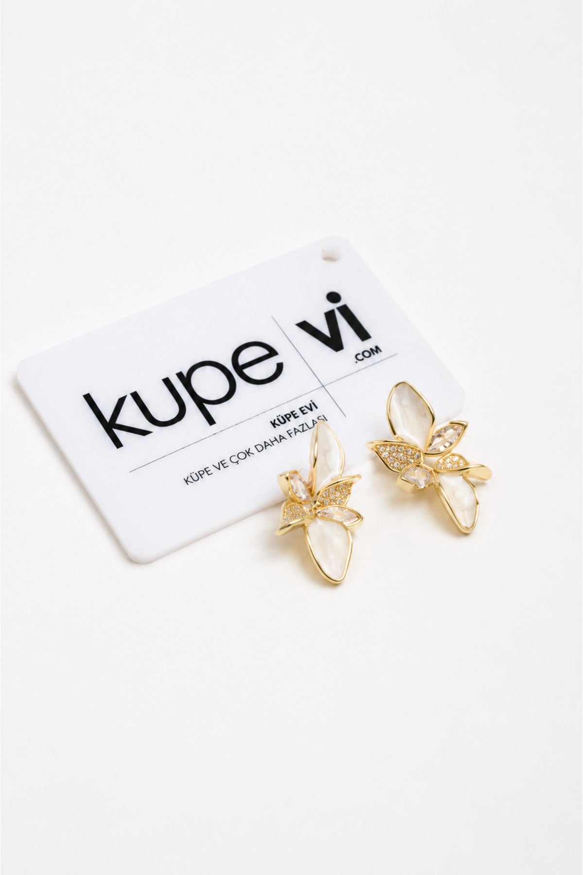 14 Ayar Altın Kaplama Zirkon Taşlı Sedefli Kadın Küpe | Xuping | Aura Collection