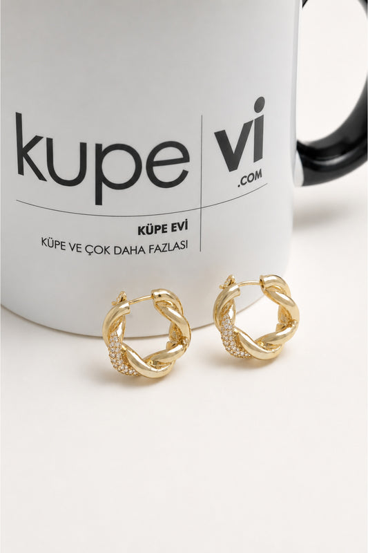 14 Ayar Altın Kaplama Zirkon Taşlı Halka Kadın Küpe | Xuping | Aura Collection