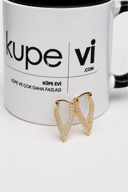 14 Ayar Altın Kaplama Zirkon Taşlı Üçgen Kadın Küpe | Xuping | Aura Collection