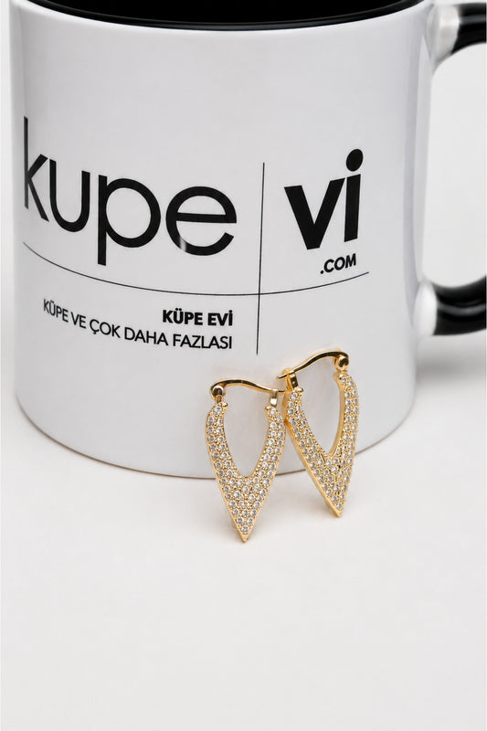 14 Ayar Altın Kaplama Zirkon Taşlı Üçgen Kadın Küpe | Xuping | Aura Collection