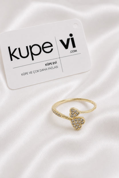 14K Altın Kaplama Zirkon Taşlı Kadın Çelik Yüzük – Ayarlanabilir – Kararmaya Dayanıklı – VIP Kalite | Xuping - ürün görseli