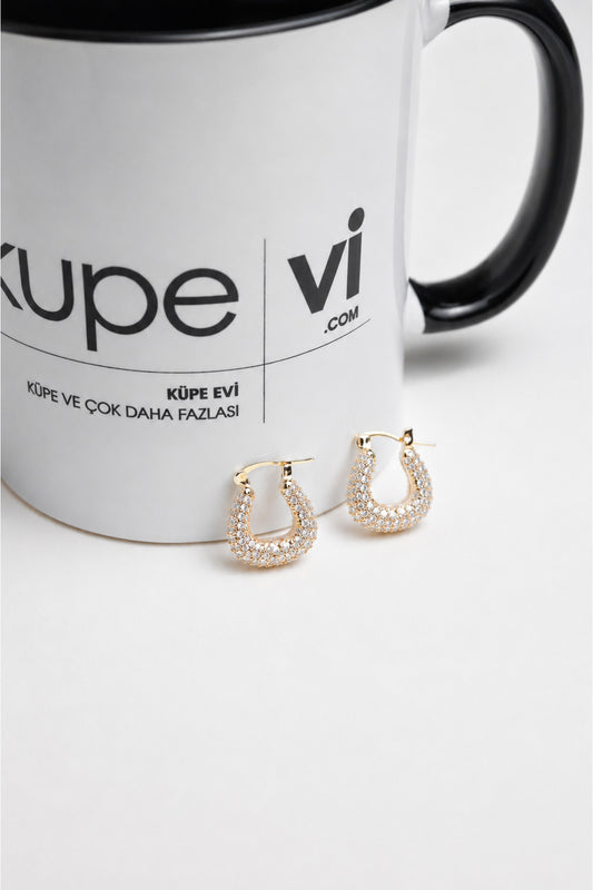 14 Ayar Altın Kaplama Zirkon Taşlı Oval Kadın Küpe | Xuping | Aura Collection