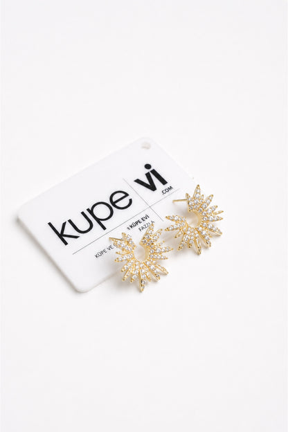 14 Ayar Altın Kaplama Zirkon Taşlı Çiçek Kadın Küpe | Xuping | Aura Collection